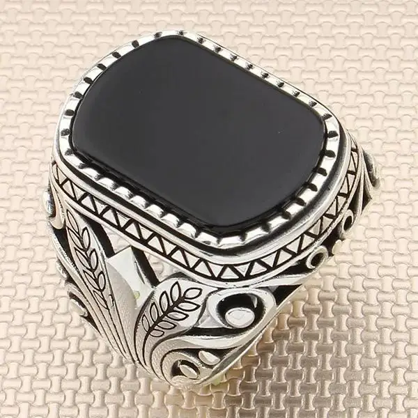 C1- High-Quality-Crystal-Stone-925-Sterling-Silver-Mens-Ring-Wedding-Men-Rings-Male-Jewelry-Rings-For-Men-Women-Rings-for-Women-Men-Jewelry-Retro-Flower-Men`s-Rings-Jewelry-For-Man-Engagement-Wedding-Rin