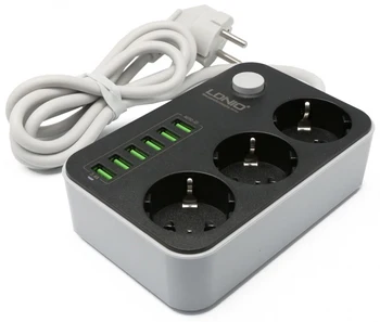 

Grid filter ldnio 2500W 10A cord length:1.6m 6 USB port, 3.4a (se3631)