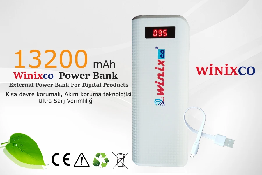 Winixco 13200 мАч Powerbank реальная емкость быстрое зарядное устройство