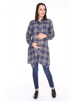 

Maternity Colorful Wool Plaid Tunik