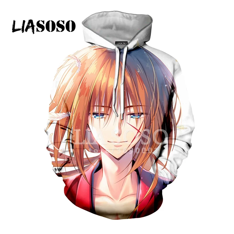 LIASOSO 3D принт унисекс аниме бродяга Кэнсин HIMURA KENSHIN толстовки с капюшоном Кофты Повседневная Хип Хоп молодежная одежда X2749