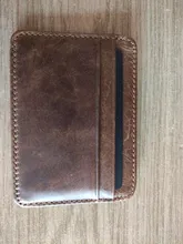 GENODERN-tarjetero de cuero genuino para hombre y mujer, Cartera de piel de vaca delgada, tarjetero pequeño