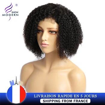 

Modern Show Hair Brazilian Afro Kinky Curly 4x4 Lace Closure Bob Wig Remy Human Hair Short Bob Wigs For Black Women 150% Density