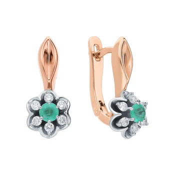 

Gold earrings with emeralds and diamonds sunlight sample 585