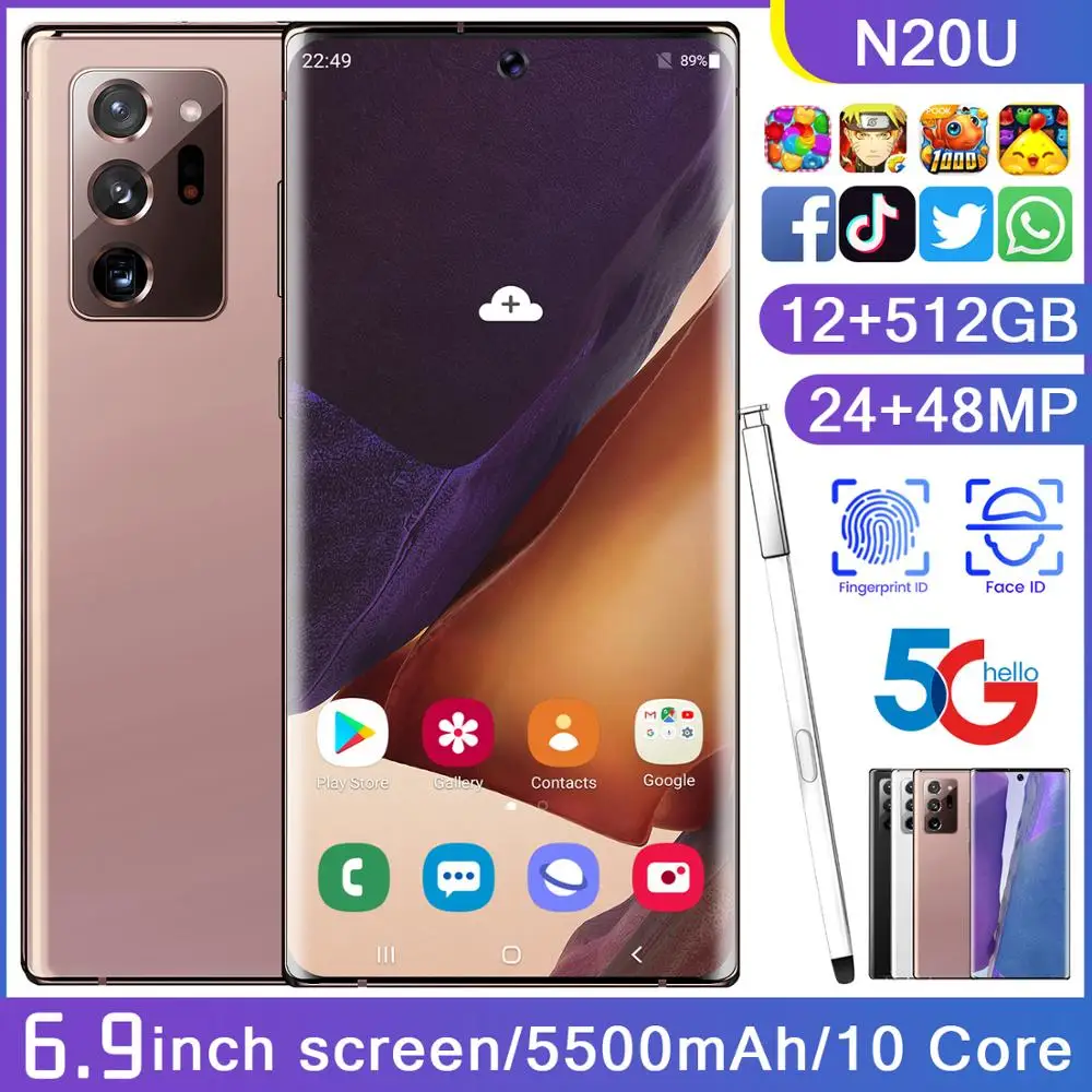 Новый N20U смартфонов на базе Android 6 9 дюймов Full HD Дисплей 12 Гб + 512 10 ядерный 5G пусть