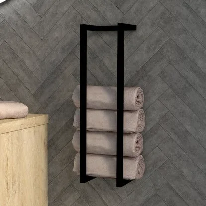 Metal Bathroom Rack Towel Holder Towel Rack Wall Mounted Bathroom Black Holder WD225