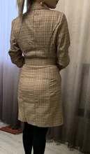 Plaid Dress Belt Simplee Long-Sleeve Office Female Vintage Women Elegant Double-Breasted