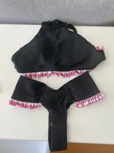 Miyouj-Bikini negro con cuello Halter para mujer, conjunto de Bikini con encaje de onda, bañador elegante para mujer, traje de baño