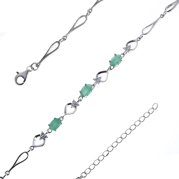 

Silver Bracelet with emerald and natural beryl (o) teosa b-drgr00620-em