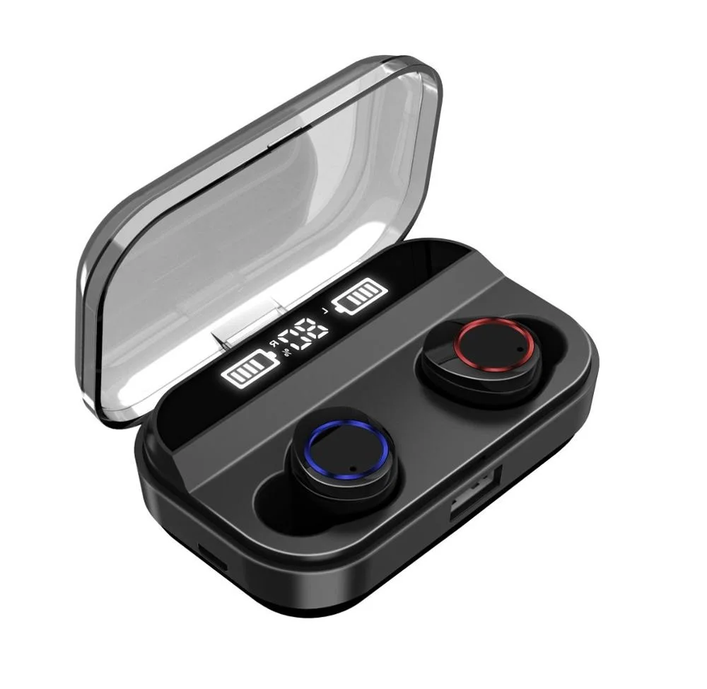 Black Светодиодный водонепроницаемый дисплей, Bluetooth 5,0, беспроводные наушники с сенсорным управлением, 4000 мА/ч, можно заряжать наушники для телефонов - Цвет: Black