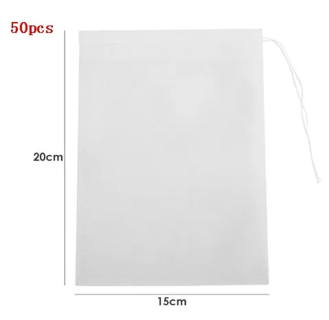 20X15cm 50pcs 50/100 шт. нетканый Чай сумки многоразовая пустая Ароматические шнурок мешок уплотнения фильтр Кук травы пряности мешок сумки для хранения для дома - Цвет: 20X15cm 50pcs