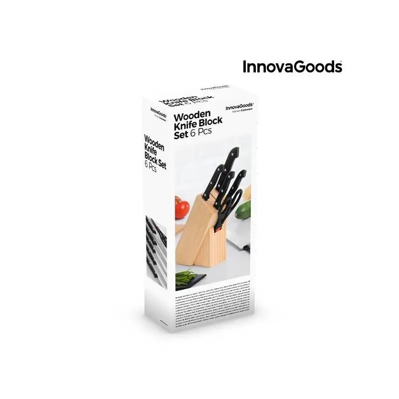 Набор ножей с деревянная подставка для ножей InnovaGoods(6 шт