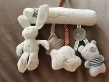 Cama colgante musical para bebé recién nacido, decoración de dormitorio, asiento de seguridad, cochecito de felpa, accesorios de regalo, pelo bonito, estrella de conejo