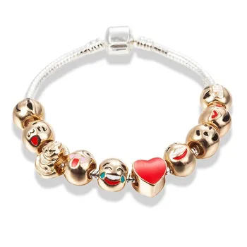 

Angemiel Gold Color Mobile Phone Emojii Smile Charm Bracelet
