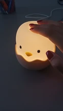 Luz Led nocturna para niños, lámpara de silicona suave recargable por USB, decoración de dormitorio, regalo, noche de pollito de Animal, sombra de Luna