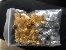 Alileader-Cuentas de tubo para trenzas, anillos de plata dorada para joyería, anillo de cuentas rastas ajustables, esposas trenzadas, cuentas huecas para el pelo