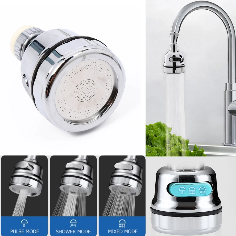 Universal 360&deg; Rotatable Mixer Aerator Kitchen Faucet Aerator 3 Modes Pressurized Splash Water Saving Nozzle Faucet Connector