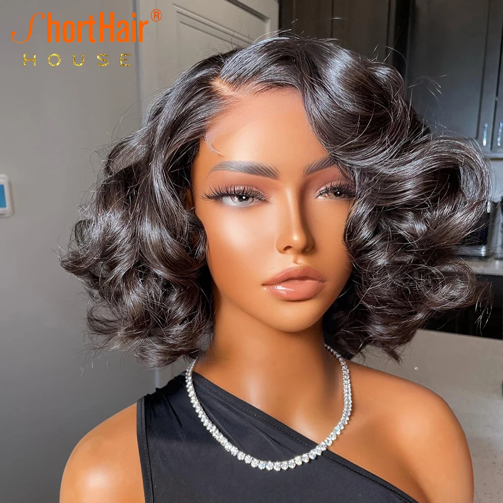 Highlight Wig Human Hair Wigs 13x4 Lace Front Short Bob Wig For Black Women Brazilian Remy Pre Plucked Blonde Brown Colored Wigs