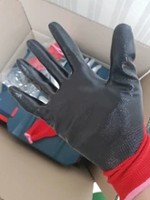 Guantes de trabajo GMG CE EN388, protección de seguridad de nitrilo suave, color rojo y negro, a prueba de aceite, mecánicos, 6 pares, gran oferta