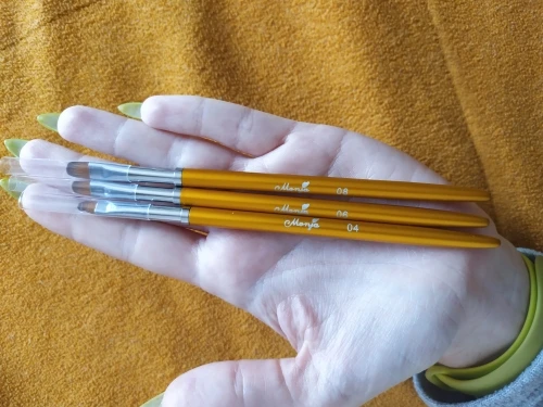 3 Size Nail Art Gold Round Top Painting Brush Set Gel Polish Tips Extending Coating 3D Petal Flower DIY Drawing Shaping Pens Kit reviews №2 161377