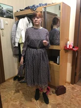 Women Summer Spring-Dress Vestidos A-Line Long-Sleeve Dot Print Midi Chiffon S.FLAVOR