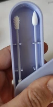 Bastoncillo de algodón reutilizable, limpieza de orejas de doble cabeza, palitos de brotes de algodón de silicona para limpieza, maquillaje, Punta Q, 2 uds.