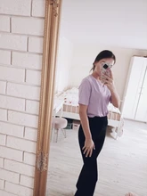 Summer T-Shirt Tees Short-Sleeve Basic Female V-Neck Women Ladies Hirsionsan 100%Cotton