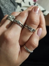 Color plateado antiguo Multi cadenas de cara sonriente y feliz anillo para las mujeres lindo Simple geométrico Smiley caras ajustable anillos A835