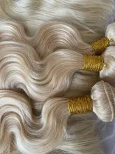 613 mechones con Frontal Rubio 3 mechones con 13X4 cierre brasileño 613 Remy recto mechones de cabello humano postizo mechones con Frontal