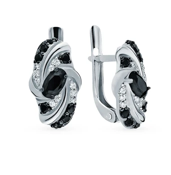 

Silver earrings with cubic zirconia and quartz synthetic sunlight sample 925 test