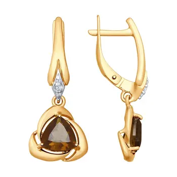 

Sokolov drop earrings with stones in gilded silver with cubic zirconia, fashion jewelry, 925, women's male, long earrings