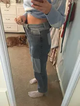 Iamhotty-Vaqueros rectos de retales para mujer, ropa de calle desgastada Vintage de cintura alta para novios, Mom y2k, 2020