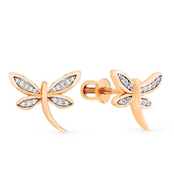 

Gold earrings with diamonds sunlight sample 585