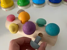 Bloques de arcoíris de madera Montessori para bebé, juego de recolección de setas, juguetes educativos de madera para bebé, ensamblaje a juego con forma de desarrollo
