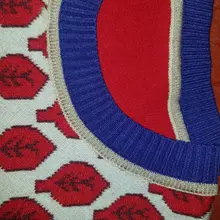 Las mujeres nuevo Vintage hoja de Jacquard cálido suéteres de manga larga o-Cuello Lurex jerséis de Navidad de punto otoño Tops Retro C-014