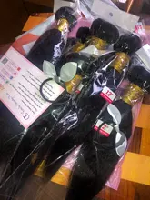 Extensiones de cabello humano 100%, 3 mechones rizados brasileños con cierre, 4x4 pulgadas, color 1b, belleza de moda, no remy, 4 Uds. En total