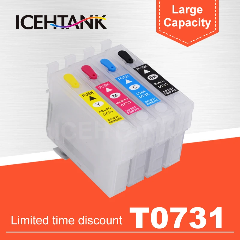 ICEHTANK 4 Color Refillable Ink Cartridge For Epson T0731 For Epson Stylus  T13 TX102 TX103 TX121 C79 C90 C92 C110 CX3900 Printer|Ink Cartridges| -  AliExpress