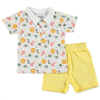 

ebebek HelloBaby Summer Baby Lion Cotton Short Sleeve Crew Neck T-shirt 2 pcs Set