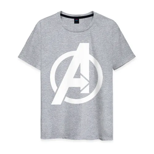 "Avengers logo" картинка футболки, футболки мужские / женские, выкройка рубашки, рисунки на футболках, индивидуальные футболки - Цвет: Серый