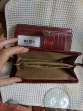 Long Wallet Purses Brown Rfid Black More-Function Large-Capacity Genuine-Leather Women