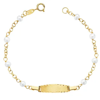 

Gold slave 18k girl 17cm. String beads 4mm. Veneer carved edging closure reasa