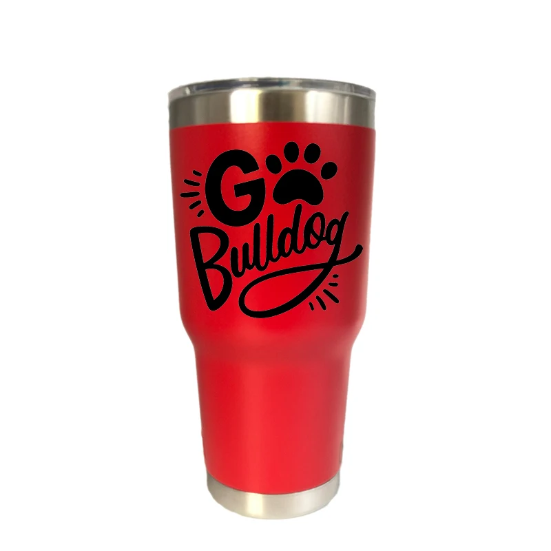 30 oz red Go Bulldogs 30oz тумблер дорожная Автомобильная кружка с двойными стенками Изолированная вакуумная фляжка термос из нержавеющей стали термос для воды, кофе чашка - Цвет: 30 oz red
