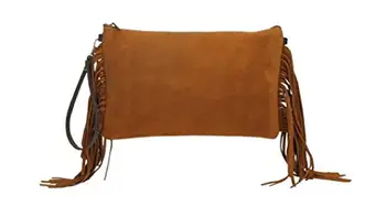 

Handbag woman suede 1ª quality, zipper closure, side fringed ornament, 30x19x3 cm. Made in Spain. Color Leather