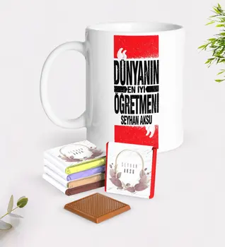 

Personalized World Best Teacher White Mug and Chocolate Gift Seti-1