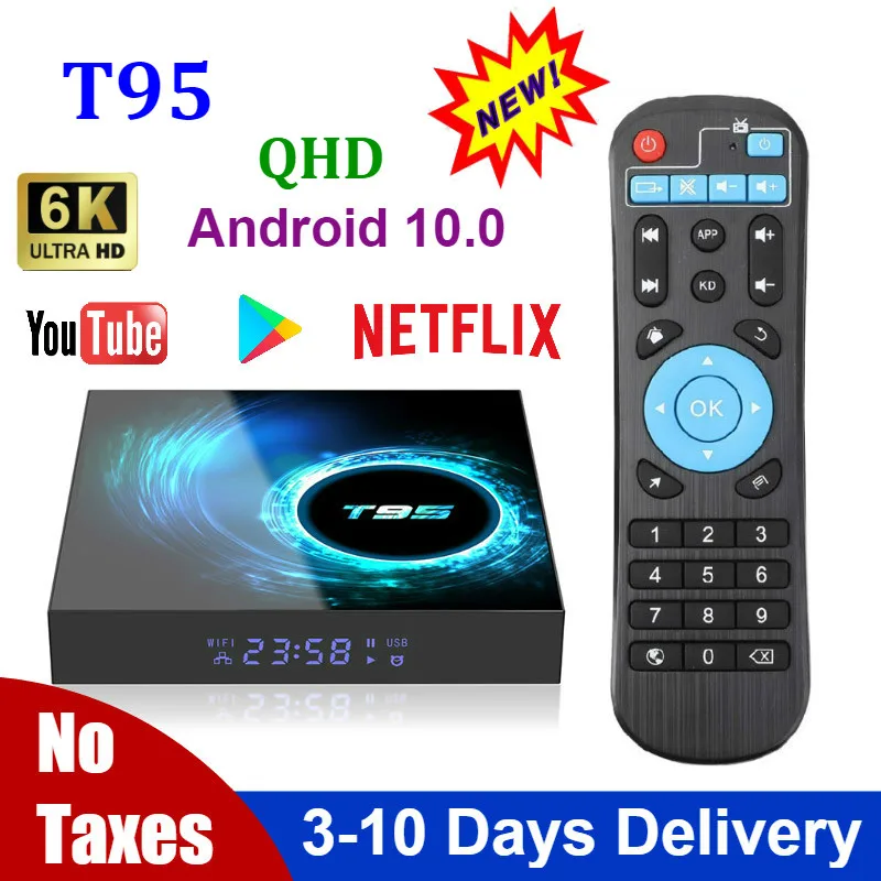 Genuine QHD Leadcool T95 Android 10 6K Quad Core Netflix Media Player Lxtream Android Smart TV Set Top Box PK x96 Max Plus