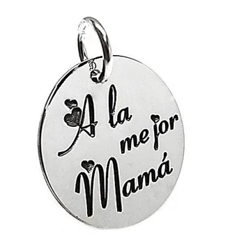 

Pendant 925 Sterling silver m disk 19mm. Best Mom wife