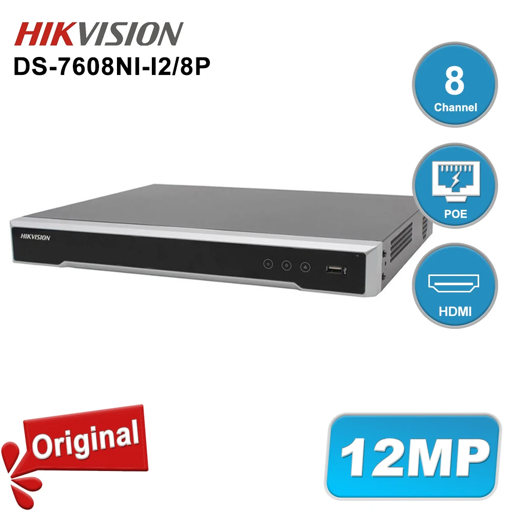 Hikvision DS-7608NI-I2/8P 8CH 4K NVR поддерживает 2HDDs сетевой видеорегистратор с разрешением до 12