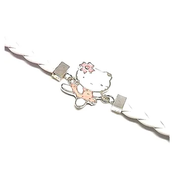 

Bracelet 925 sterling silver m kitten ballerina white leather [AB0656]