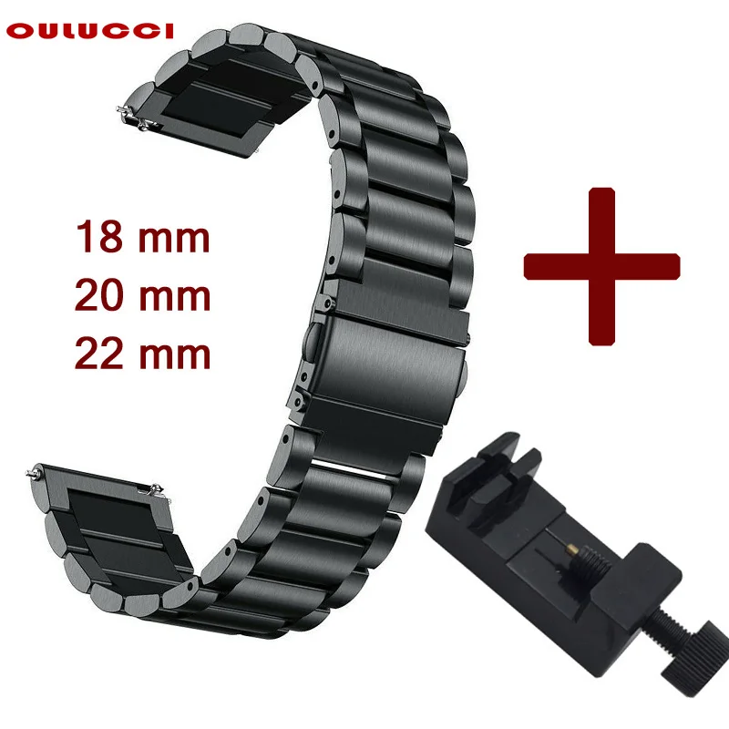 

OULUCCI 18mm 20mm 22mm Width Stainless Steel Band for Samsung Gear Sport S2 S3 Galaxy 42mm 46mm Watch Strap Metal Wristband