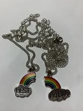2 unids/set mejor amigo collar encanto señora Corazón Arco Iris grabar mejor amigo para siempre COLLAR COLGANTE amistad mejores amigos regalo de la joyería